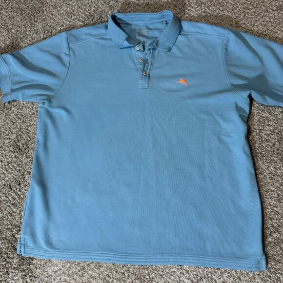 Tommy Bahama Polo Shirt Mens Extra Large Blue IslandZone Supima Marlin Logo - Picture 1 of 8